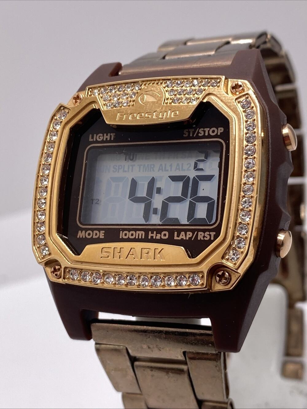 Freestyle Shark Rosegold Rhinestone Metal Band Surfing Watch New Battery